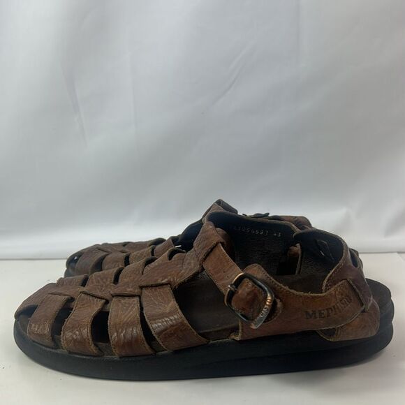 Mephisto Sam Brown Leather Men's Sandals - Picture 7 of 15